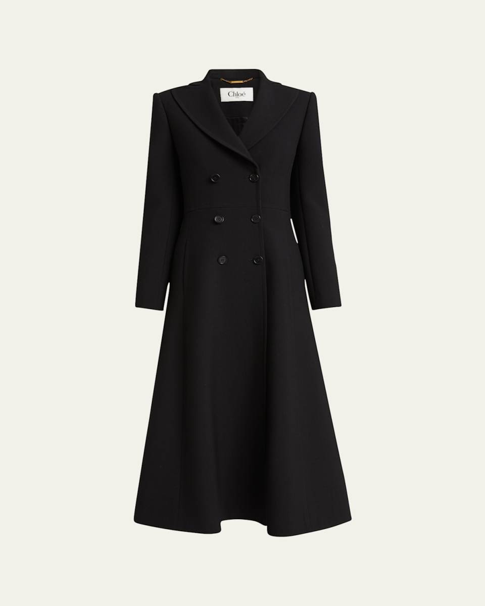 Double-Breasted A-Line Long Coat